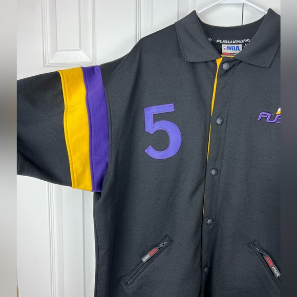 Vintage FUBU Athletic NBA Button Up Jersey 05 Lakers Black Gold Purple Size XL - Picture 3 of 13